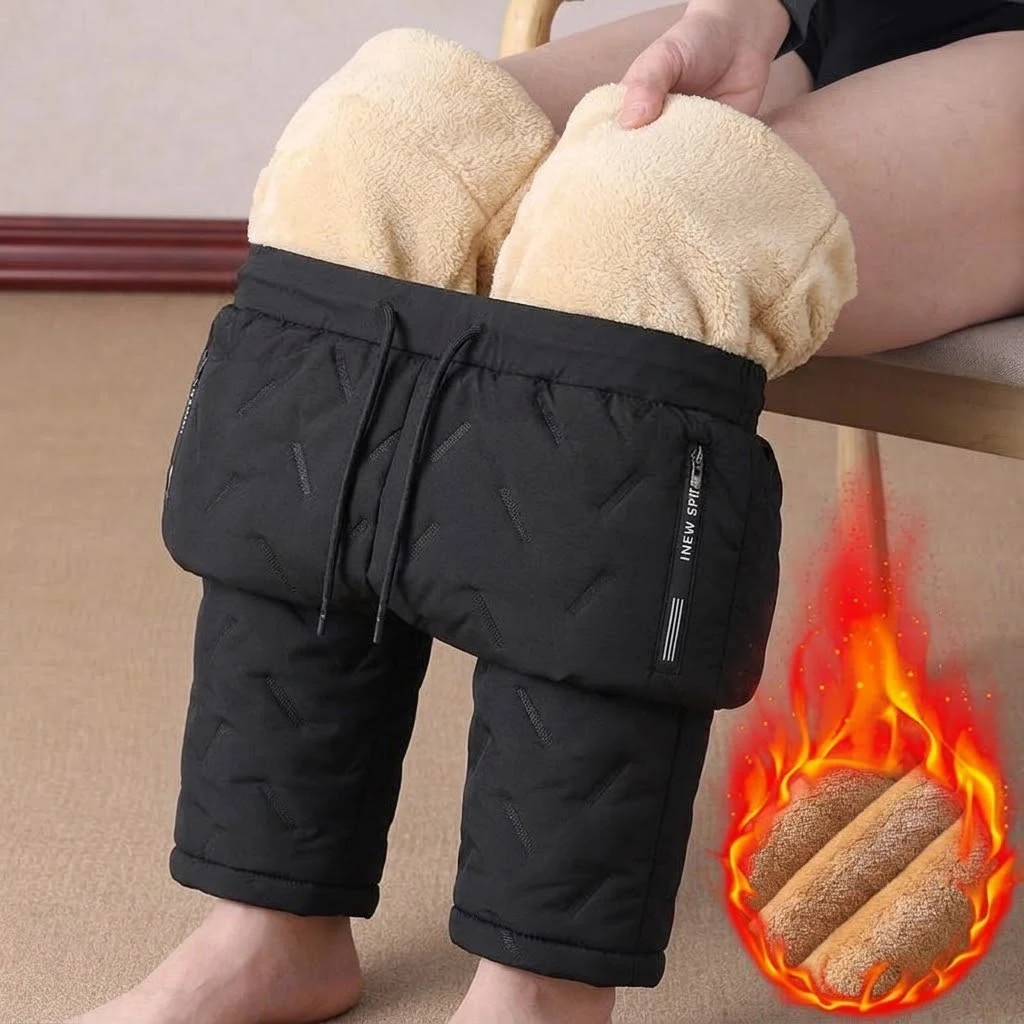 Winterhosen für Herren, Sherpa-gefütterte Thermo-Sweathosen, warme, gepolsterte Jogginghosen, winddichte Fleece-Hosen mit Kordelzug für kaltes Wetter – Detail 5