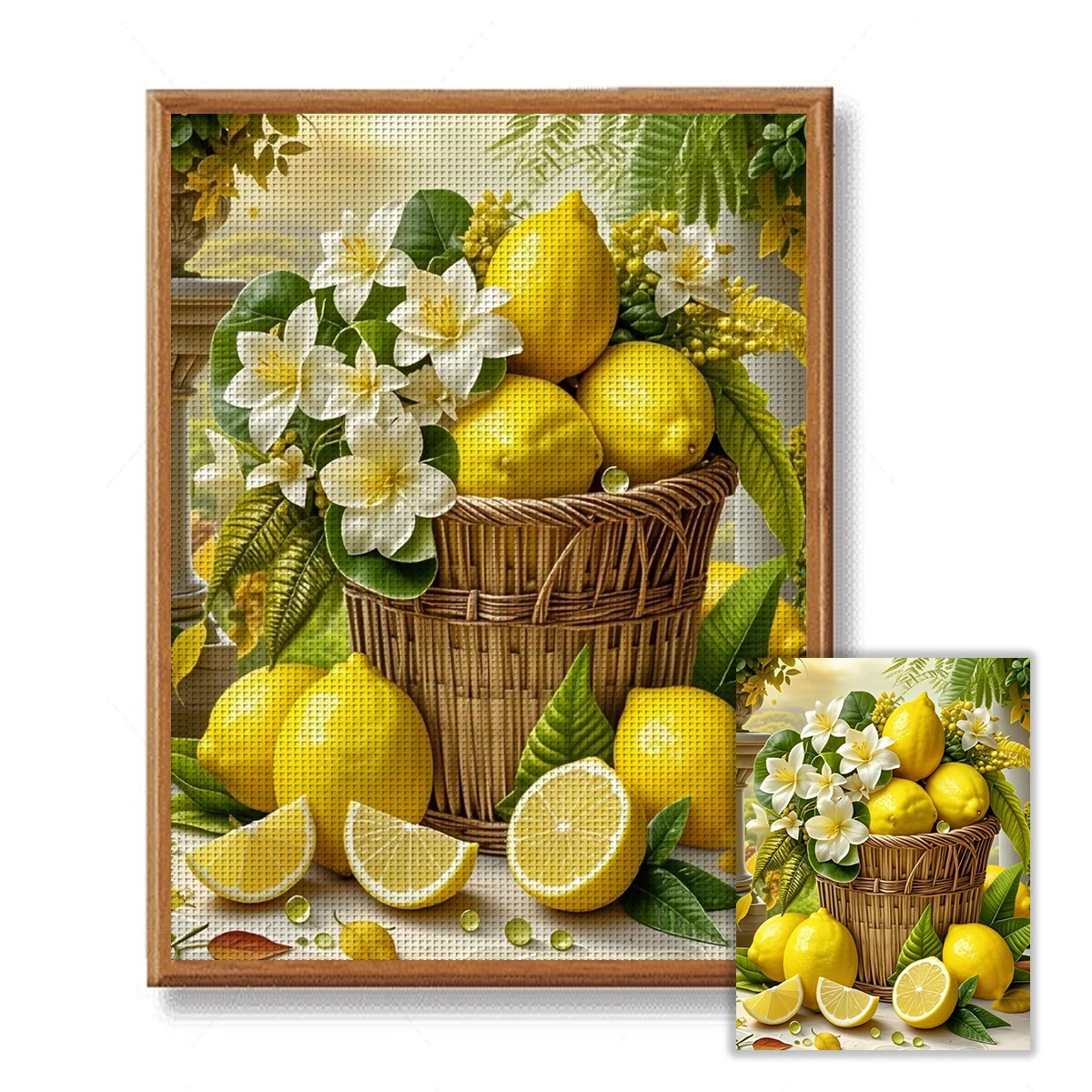 1 unidad de kit DIY de punto de cruz con estampado de 30x40cm/11,8x15,7 pulgadas, limón, 11CT/14CT, juego de punto de cruz relajado para principiantes y adultos