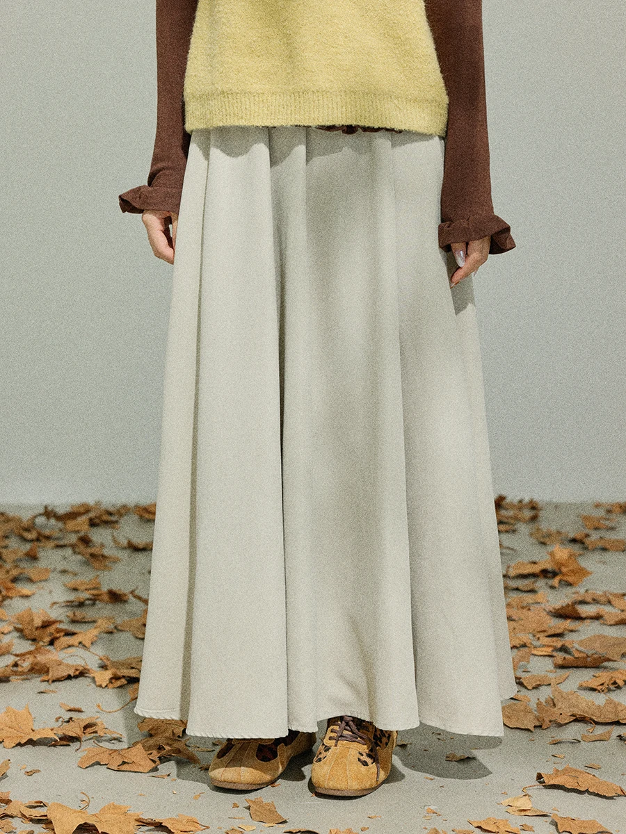 Spódnica damska Linyunyun z wysokim stanem, elastycznym pasem, delikatna, uniwersalna, jesienna nowość, modna spódnica w kształcie litery A.