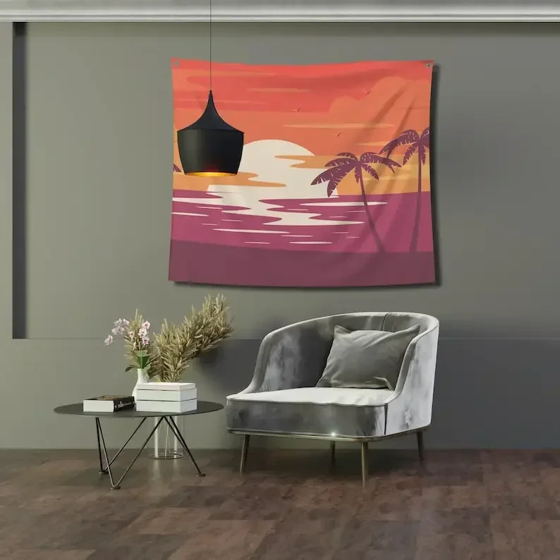 Colorful Sunset Tapestry  Unique Design Print  High Quality Materials Different Size Options