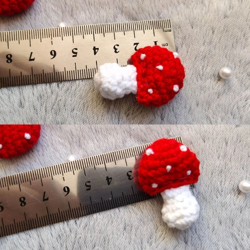 F42F Handmade Crochet Mushroom Hair Clip Headwear Sweet Cute Knitted Hairpins Hair Accessories Party Supplies for Girls