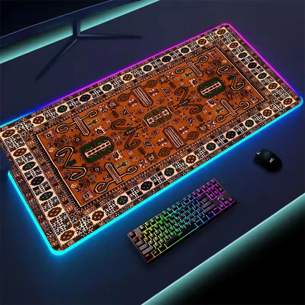 Podkładka pod mysz gamingowa XXL RGB Perska Mata na Biurko HD Czarna Akcesoria dla Graczy Duże Podkładki LED Podświetlane Dywanik Komputerowy PC z Podświetleniem