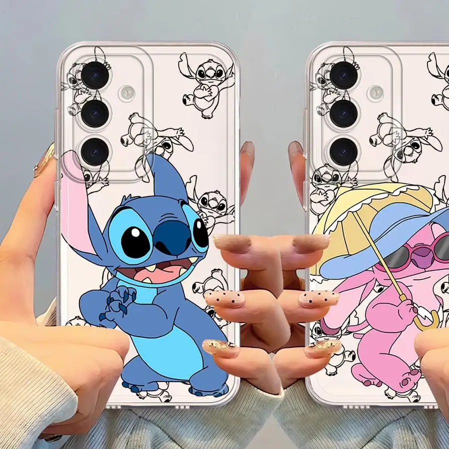 Funda transparente para teléfono Samsung Galaxy A50 A52s A12 A32 A21s A51 A71 A16 A72 A31 A52 Disney Stitch dibujos animados lindo