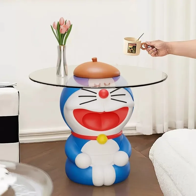 Doraemon cartoon floor ornament, small coffee table next to the sofa in the living room, creative decoration for home use