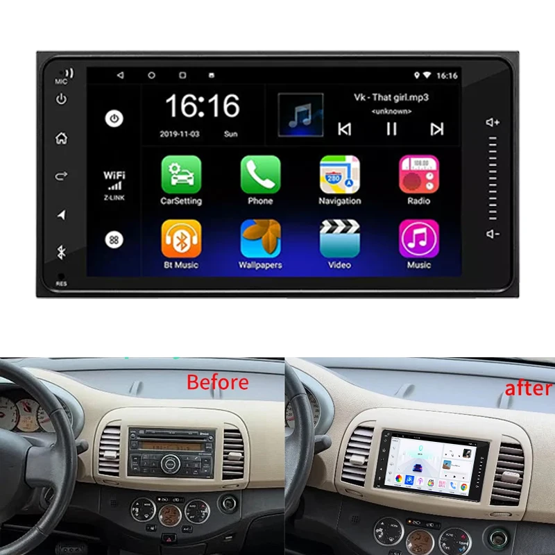 4+64GB Car Radio Wireless Carplay 7