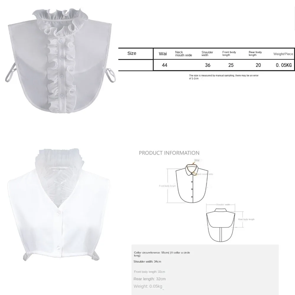 قميص قطني عتيق بياقة مزيفة قابلة للفصل من الدانتيل للسيدات وياقة مزيفة وإكسسوارات ملابس بلوزة قابلة للتعديل وياقة كاذبة للنساء #6