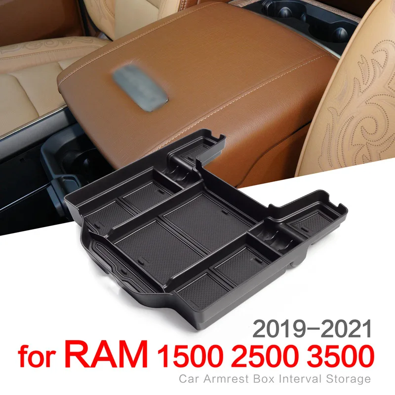 Car Center Console Armrest Storage Box For Dodge RAM 1500 2500 3500 2019-2021 Central Storage Organizer Tray Interior Accessorie