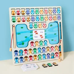 Montessori Magnetic Wooden Fishing Game Toy for Toddlers Alphabet Fish Catching Counting Games Puzzle Preschool Learning ABC Toy