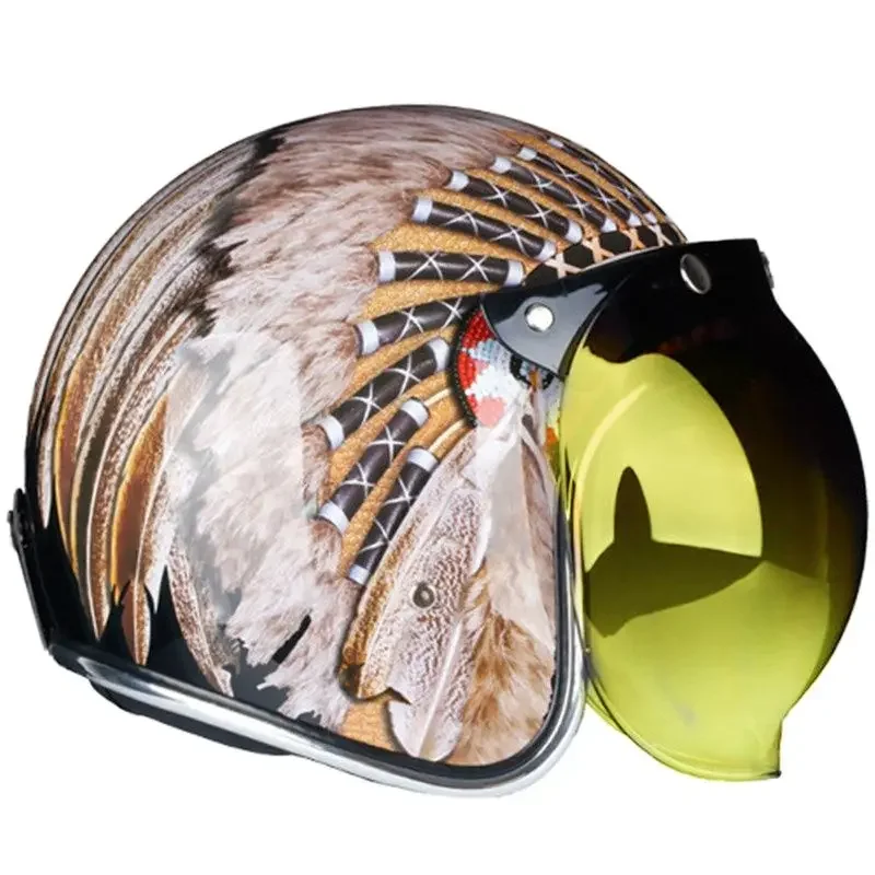 

New Virtue Open Face 3/4 Motorcycle Helmet Vintage Retro Motorbike Safety Gear Moto Motocross Helmet for Bikers