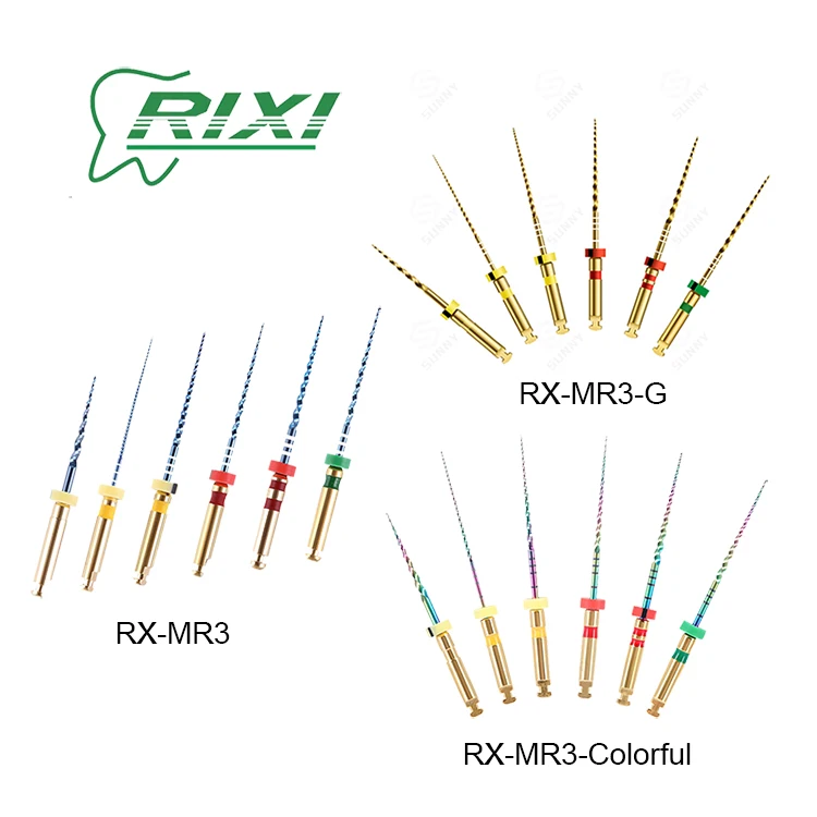 

RIXI Blue RX-MR3 Dental Rotary Files RX-MR3-G Root Aanal files Accessories 17MM/21MM /25MM Dental Dentistry Engine Use 3 Box