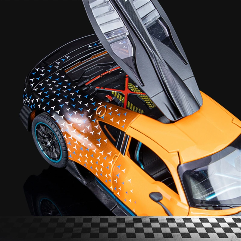 1/24 Bens-One Track Alloy Sports Car Model Diecasts Metal Vehicles Car Model Sound and Light Simulation Collection Kids Toy Gift