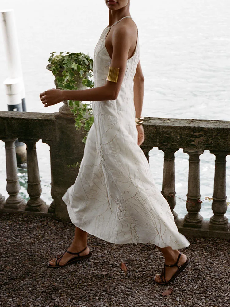 Nowa Letnia Damska Sukienka Dr Elely Svel z Kwiatowym Haftem, Kołnierzykiem, Asymetrycznym Dołem, Etniczny Kostium Sceniczny 303