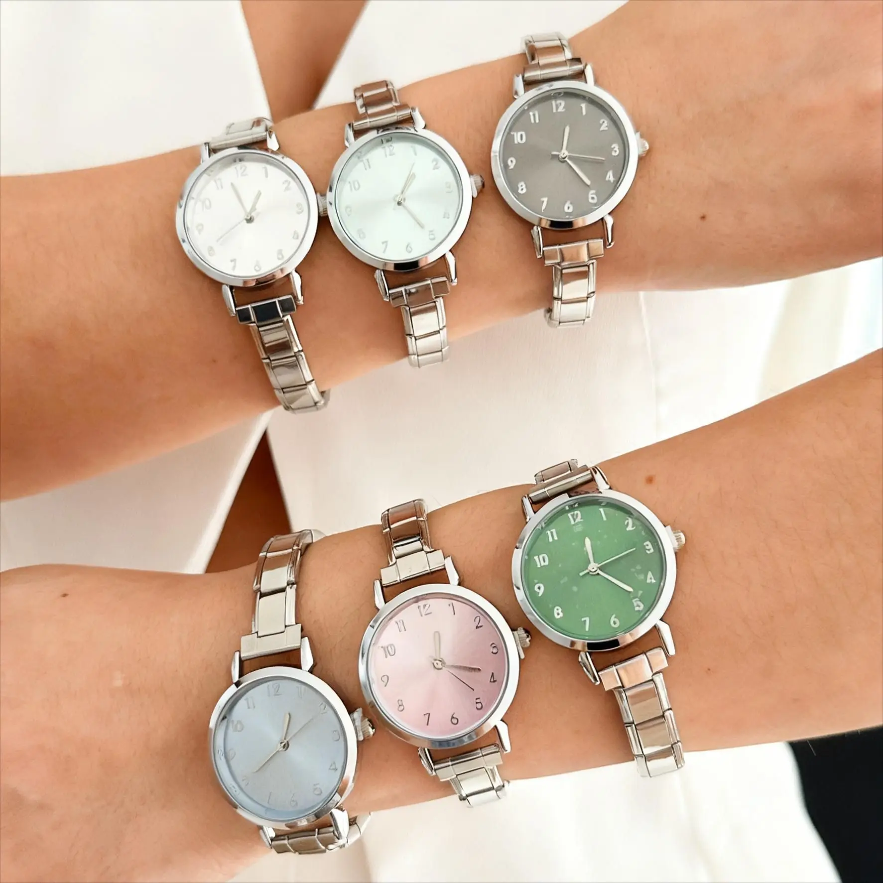 Trendy Minimalist Ladies Analog Watch Italian Design Detachable Steel Module Strap Candy Color Dial Elegant Girls Daily Dress