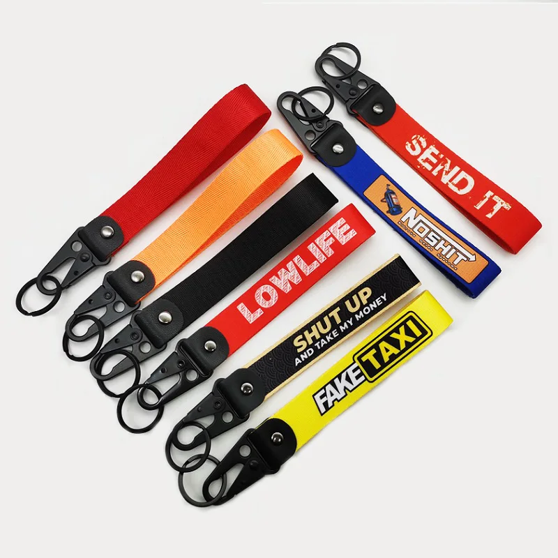 Motor Racing Webbing Wristlet Wrist Lanyard Keychain Paracord Cord Rope Camping Woven Hand Strap Motorcycle Car Key Keyring