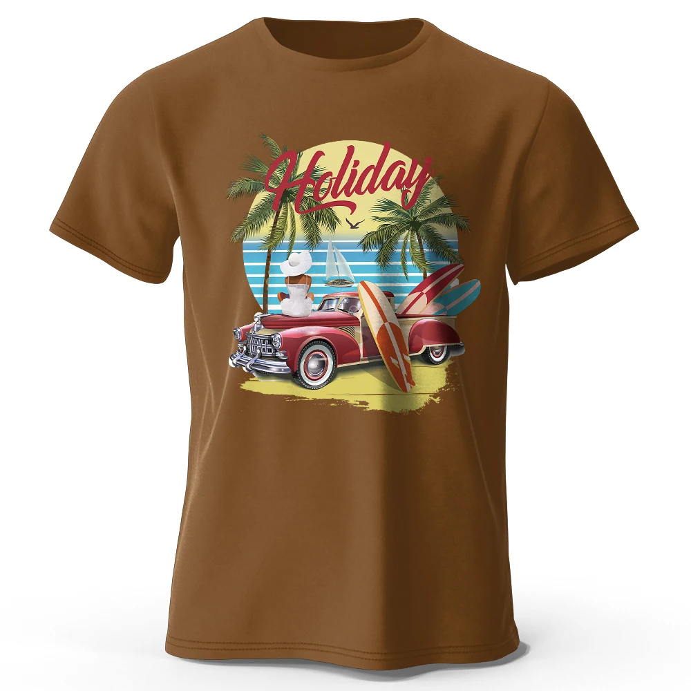 Hawaiian Holiday Printed Unisex Men Women T-Shirt Tees Tops 100% Cotton Aloha Flower Graphic Luau Party Outfit