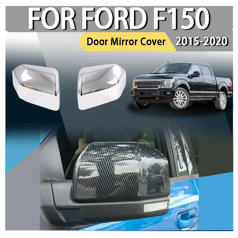 

Door Mirror Cover For Ford F150 2015 2016 2017 2018 2019 2020 Exterior Door Rear View Case Trim Carbon Fiber Black Silver