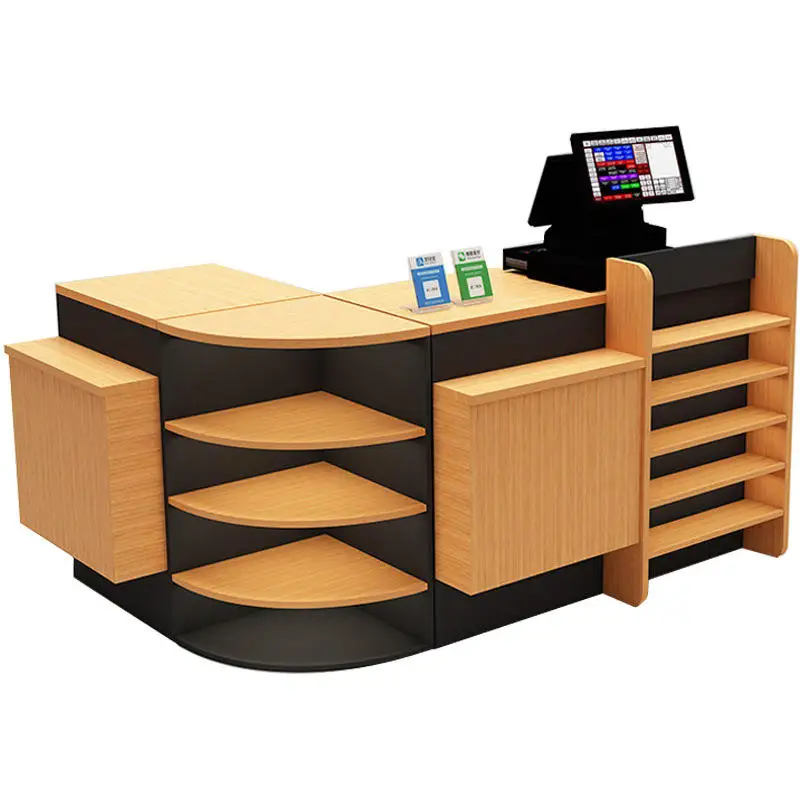 New Design Wooden Supermarket Retail Store MDF checkout page