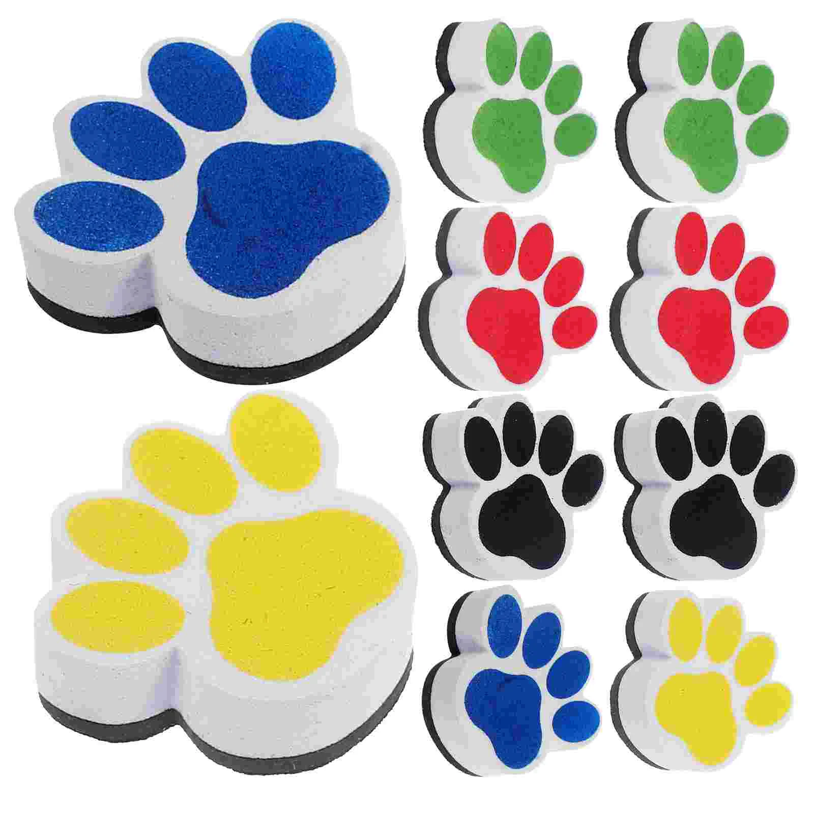 Magnetic White Board Erasers 10Pcs Paw Print Dry Erase Eraser Chalkboard Cleaner Cartoon Whiteboard Erasers Classroom