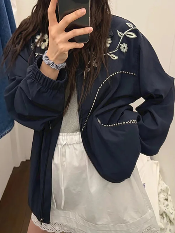 

Свободный крой с вышитым воротником-стойкой и двойной молнией, новое осенне-зимнее женское пальто Faion Commute Sle Long Sve ort