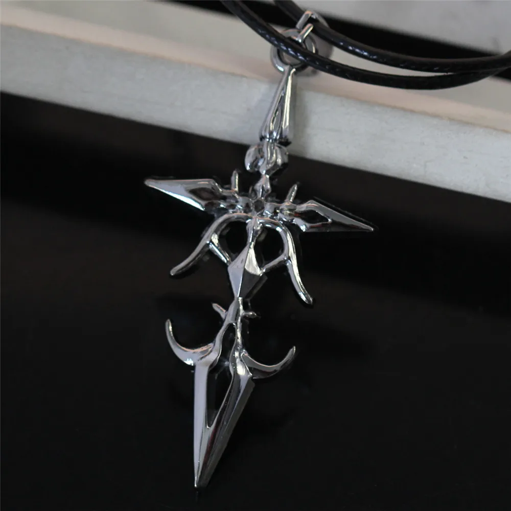 Vintage Fate Stay Night Saber Contract Cross Pendant Neckalce for Men Women Silver Color Cord Choker Necklace Fans Party Jewelry