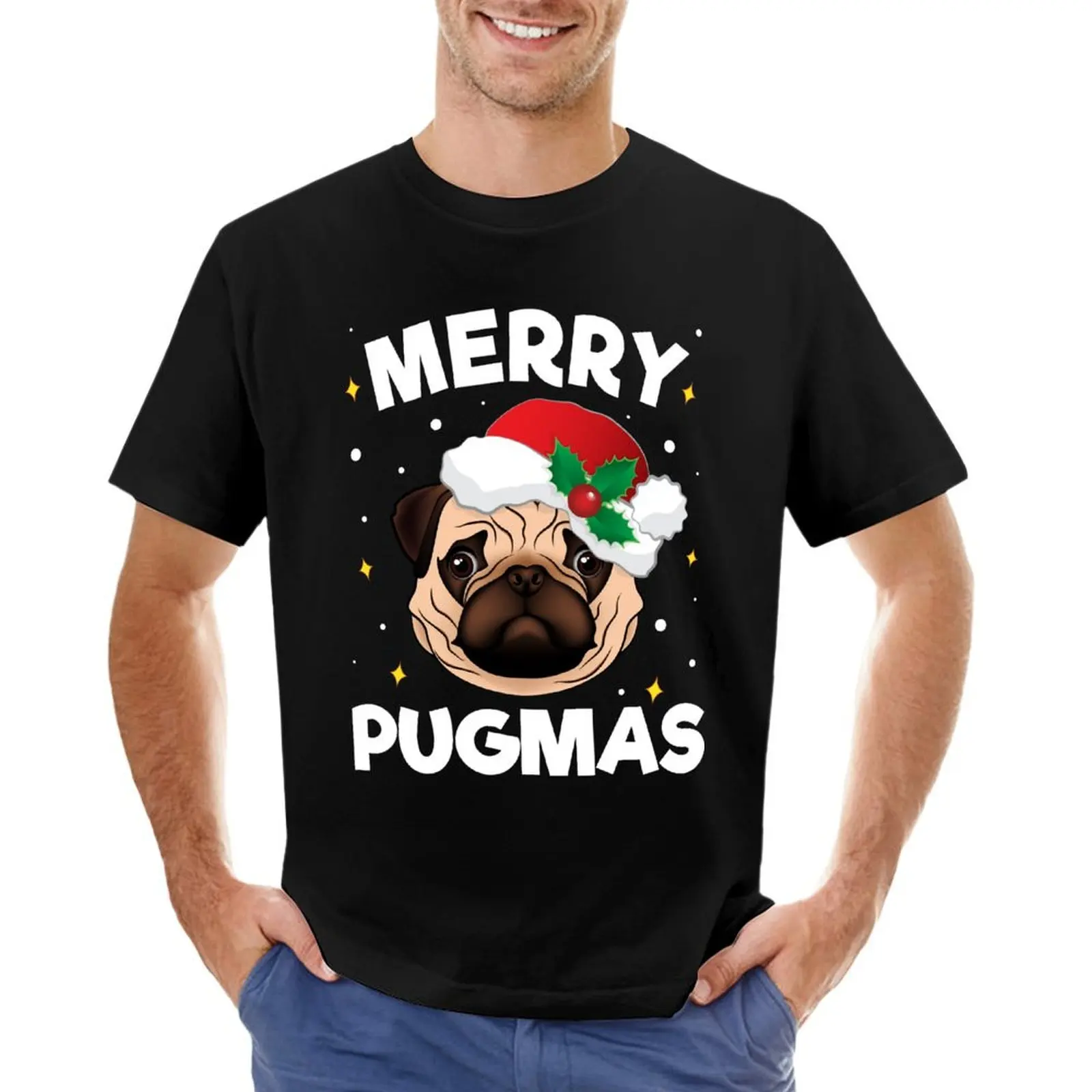 Christmas Pug Santa Gift for Pug Lover Merry Pugmas Xmas T-Shirt hippie clothes blacks new edition anime shirts men