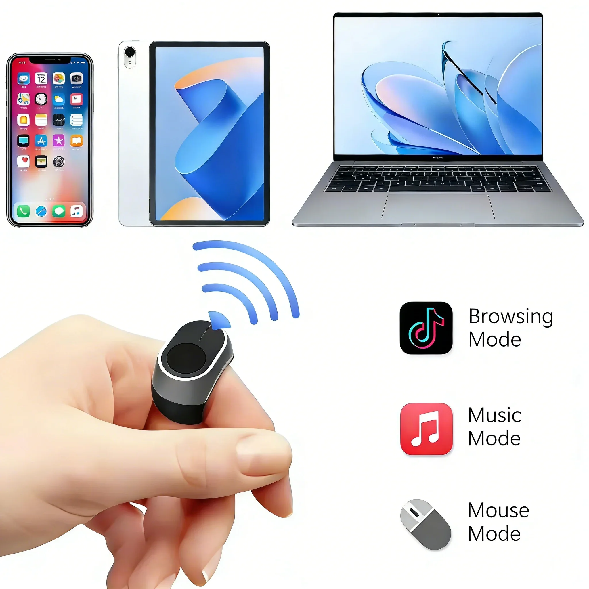Bluetooth Ring Mouse Rechargeable Wireless Finger Remote Control With Touchpad Tiktok E-book Page Turner For iOS Android