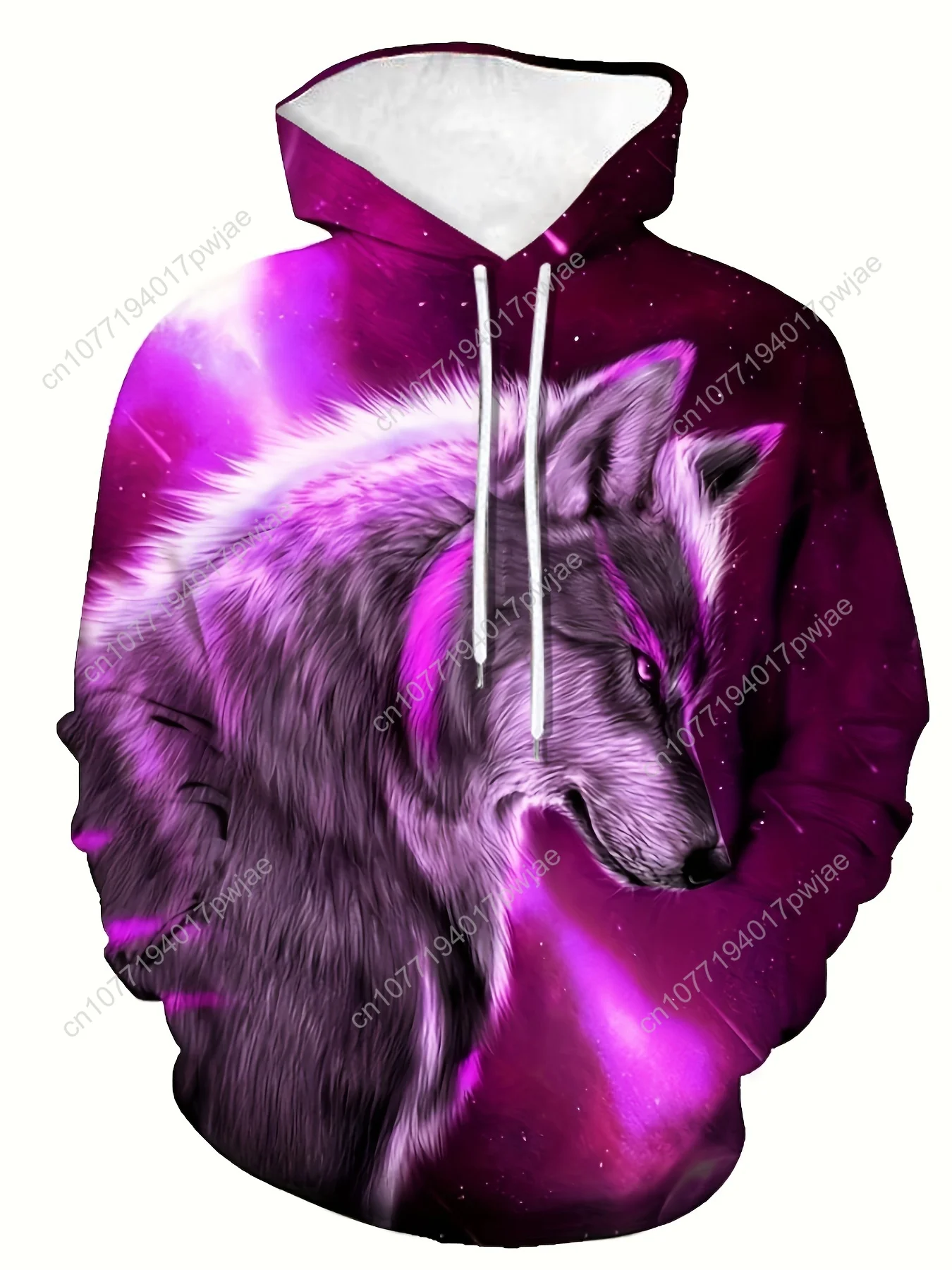 Wolf Pattern Print Hoodie, Cool Hoodies For Men, Men's Casual Graphic Design Hooded Sweatshirt Streetwear For Winter Fall, As Gi
