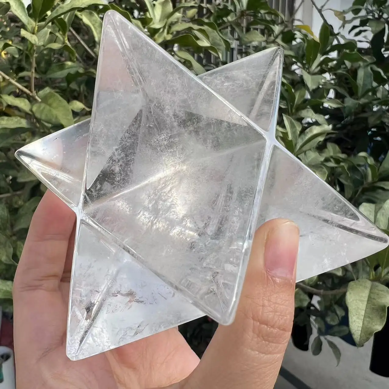 10CM Natural Clear Crystal Merkaba Pendulum Crystal Stones Merkaba Stars Energy Minerals Jewelry Healing Decoration