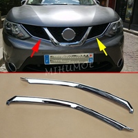 For Nissan 2014-2017 Qashqai J11, 2017-2019 Rogue Sport Chrome Car Front Grille Grill Cover Trim Exterior Accessories Decor