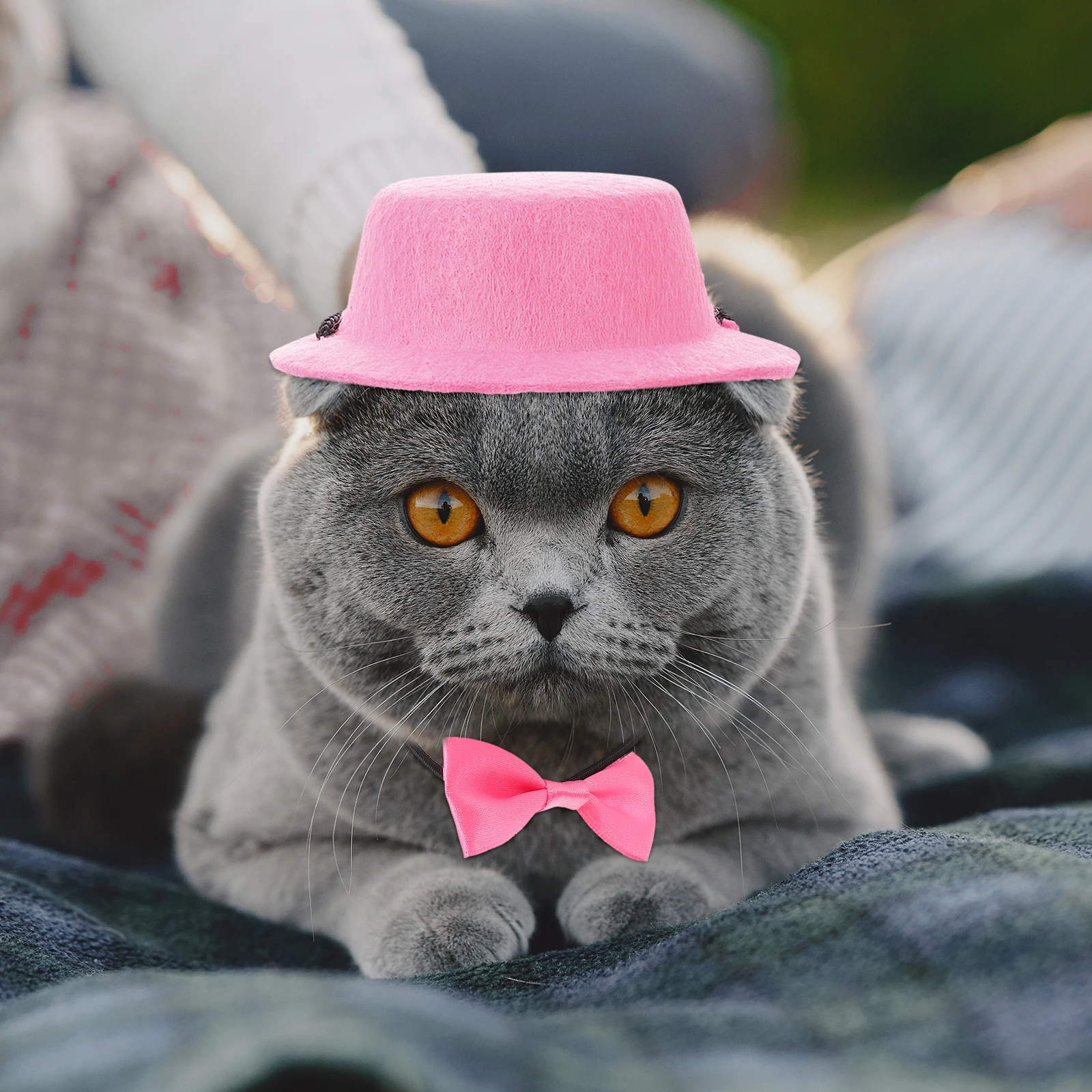 

High Quality Cloth Pet Hat And Bow Tie Set For Small Animals Adorable Party Supplies Durable Daily Dressing Accessory
