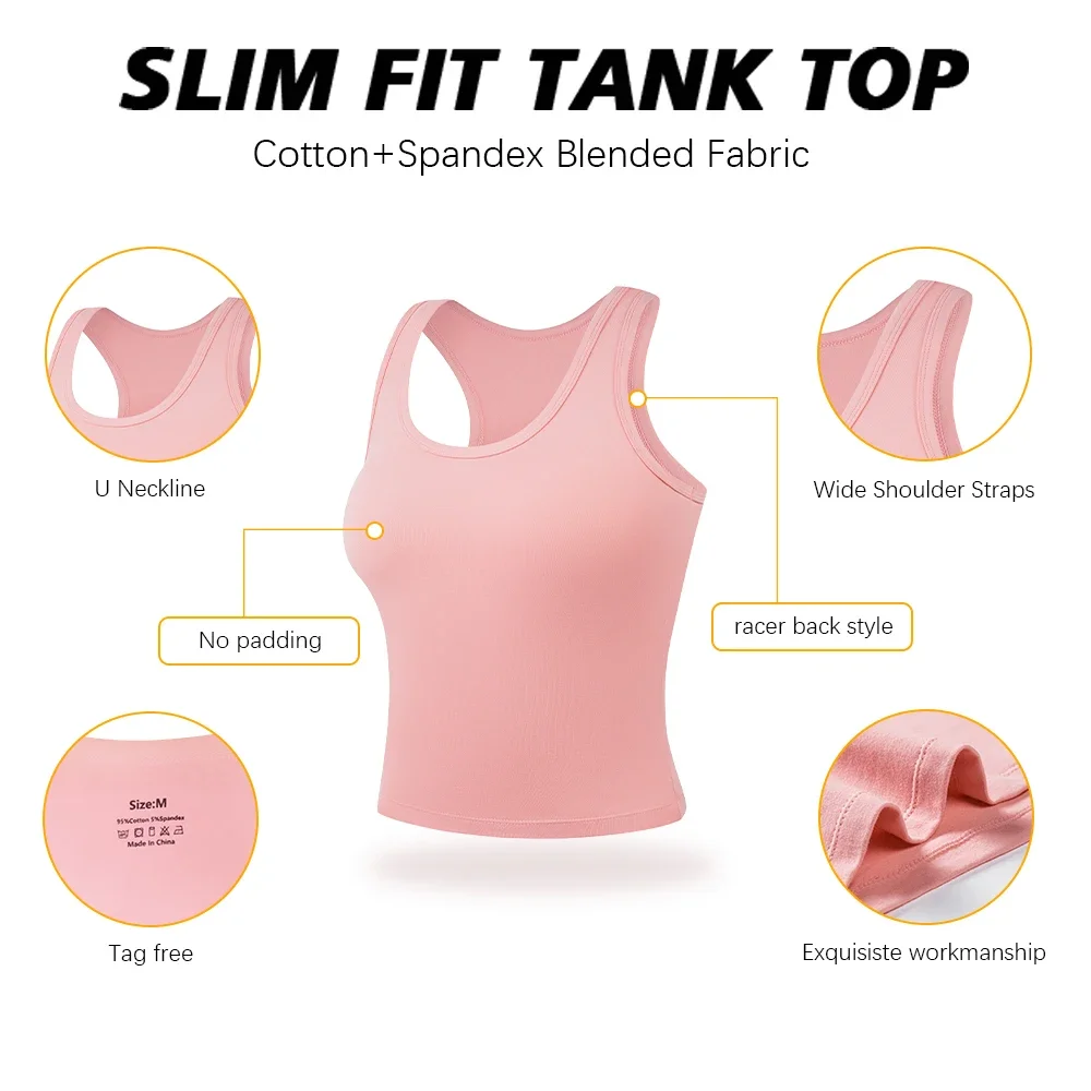 4pcs Women Slim Fit Tank Top Sexy Solid Sleeveless U Neck Racer Back Style Wide Shoulder Straps Tag Free Vest Soft Comfortable