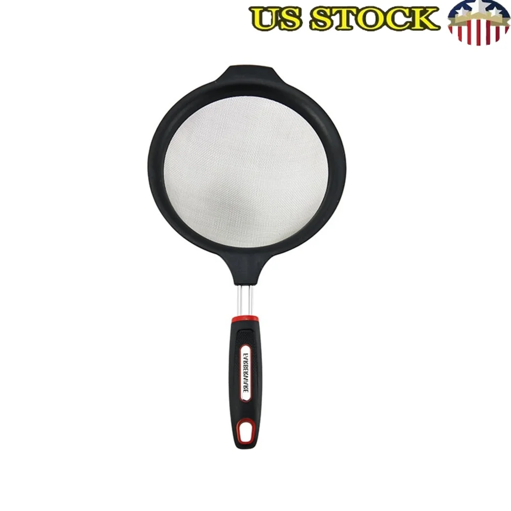 

7-дюймовый сетчатый фильтр из нержавеющей стали с мягкой ручкой, кухонный инструмент, можно мыть в посудомоечной машине, тонкое сито для приготовления пищи и приготовления пищи