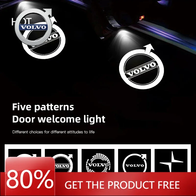 

2026 Hot For VOLVO 2PCs Car Door Light LED Welcome Laser Projector Logo Lamp Backlight For Volvo Rdesign Polestar AWD V50 S60 XC