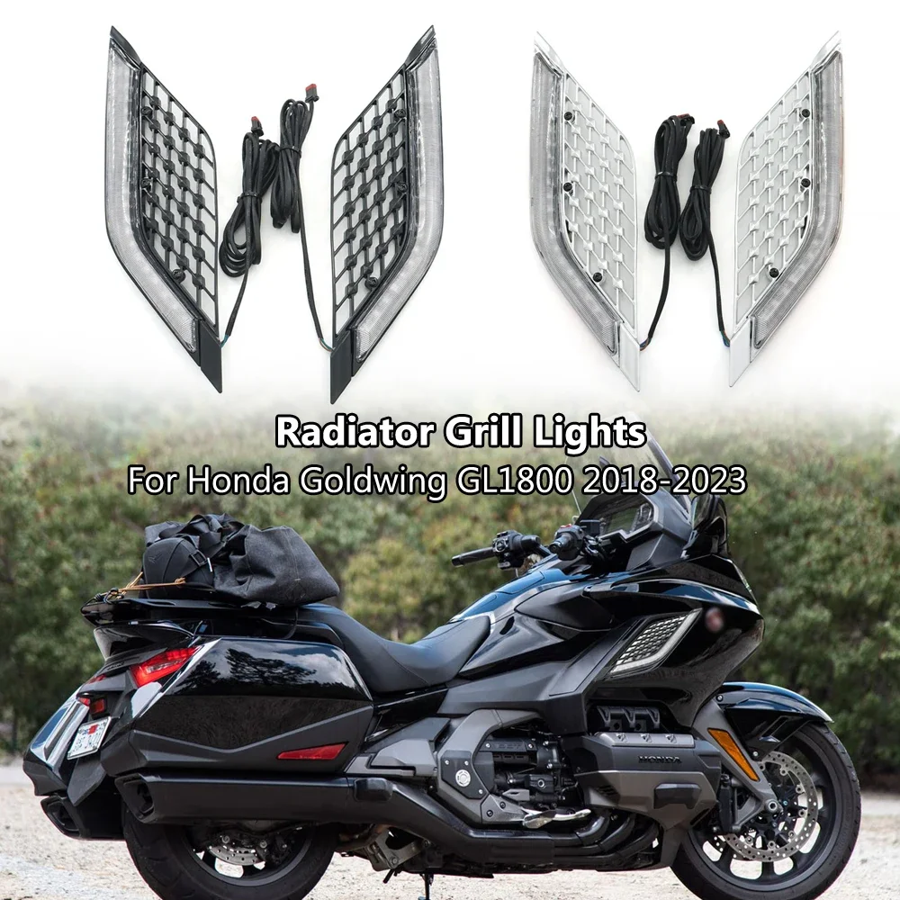 For Honda Gold Wing 1800 GL 1800 GL1800 F6B 2018-2023 Motorcycle Pair Radiator Grill Panels LED Trim Decorative Lights Lamps