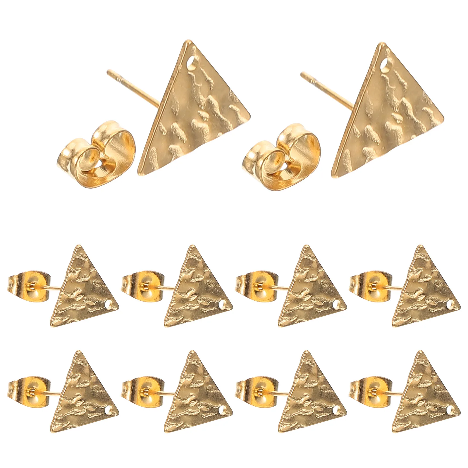 

10pcs Ear Stud Bezel Triangle Geometric Earring Findings Lightweight Stainless Steel DIY Jewelry Making Accessories