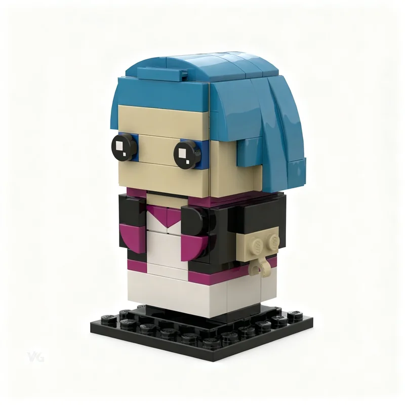 128pcs MOC BrickHeadz Jinx AU Powder Arcane League Model Building Blocks Toys Construction Festival Gifts Creative Education