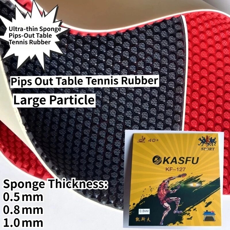 KASFU KF-127 Pips Out Table Tennis Rubber Large Pips with 0.5/0.8/1.0mm Ultra-Thin Sponge Offensive Anti‑Loop Ping Pong Rubber