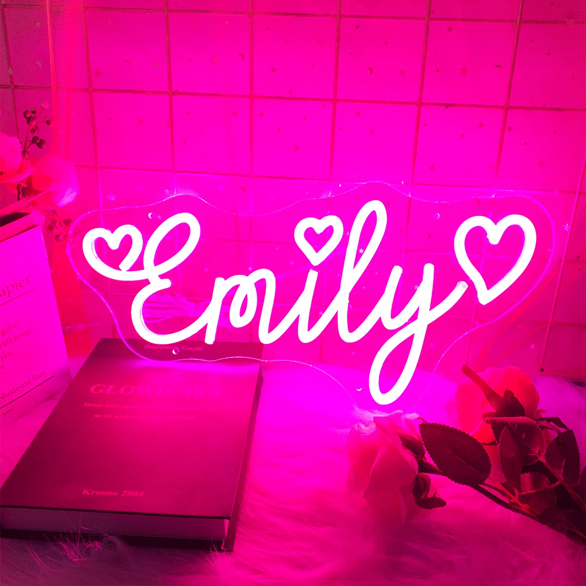 Three heart-shaped neon signs in English for couples to propose, confession bedroom decoration to create atmosphere