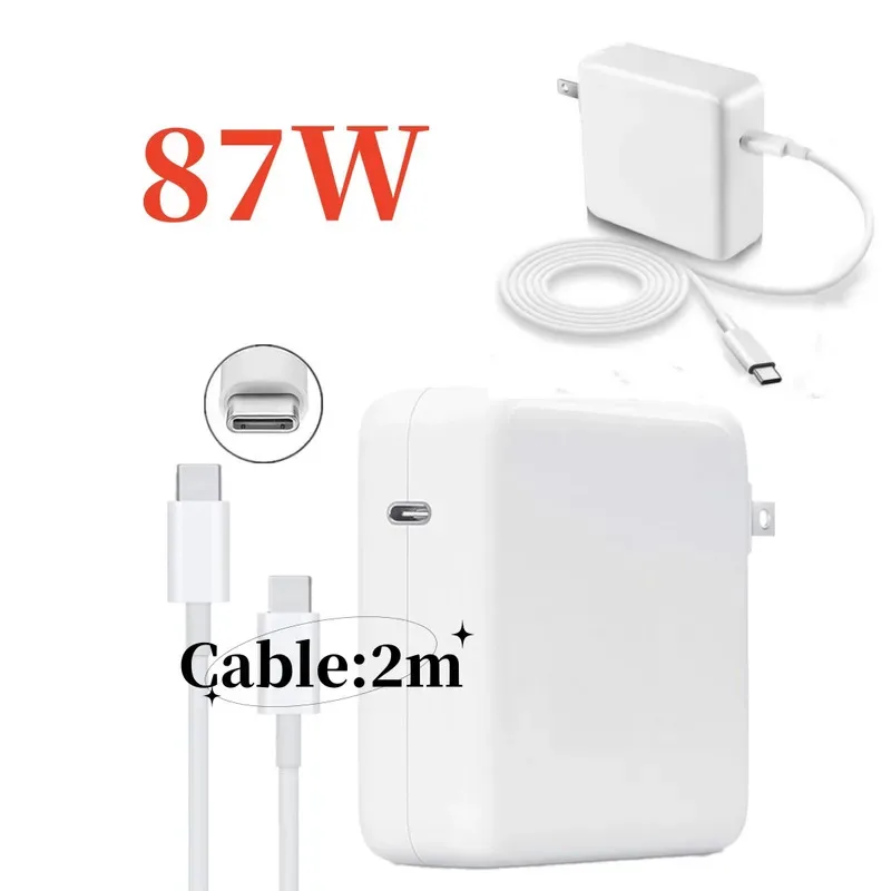 

87W USB-C mobile phone and tablet charger suitable for MacBook Pro/Air13, 15-inch power adapter type-c charging cable +2m cable