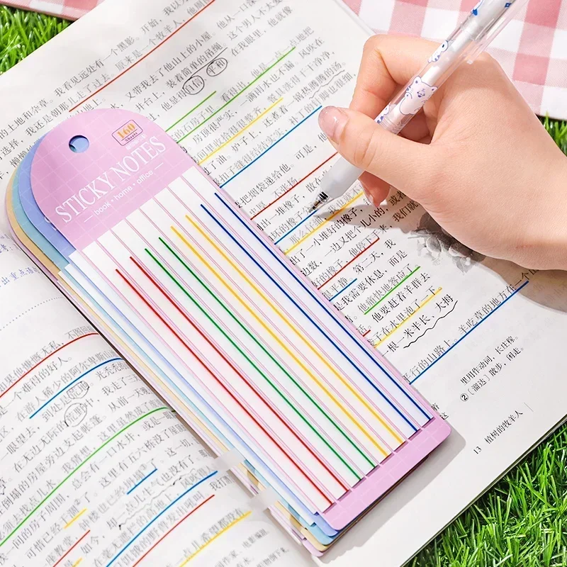 25Sheets highlighting stickers notes thin long strips transparent sticky students colorful fluorescent index Scrapbook 20*6CM