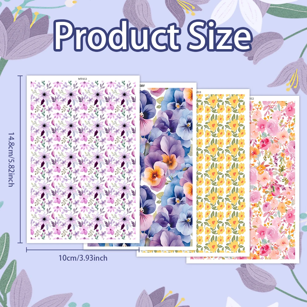 2025 New Polymer Clay Transfer Paper Colored Flower Foliage Design Water Soluble Disposable Stickers for Diy Jewelry Earring