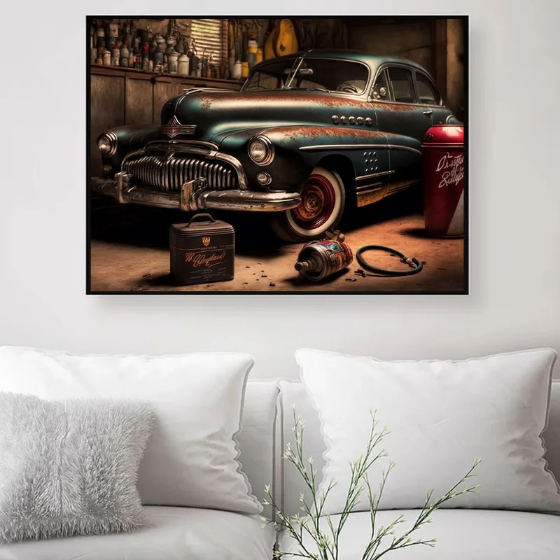 Vintage Garage Classic Luxury Car Posters Prints Canvas Painting Wall Art Aesthetic M-Mercedes Picture for Club Room Home Decor