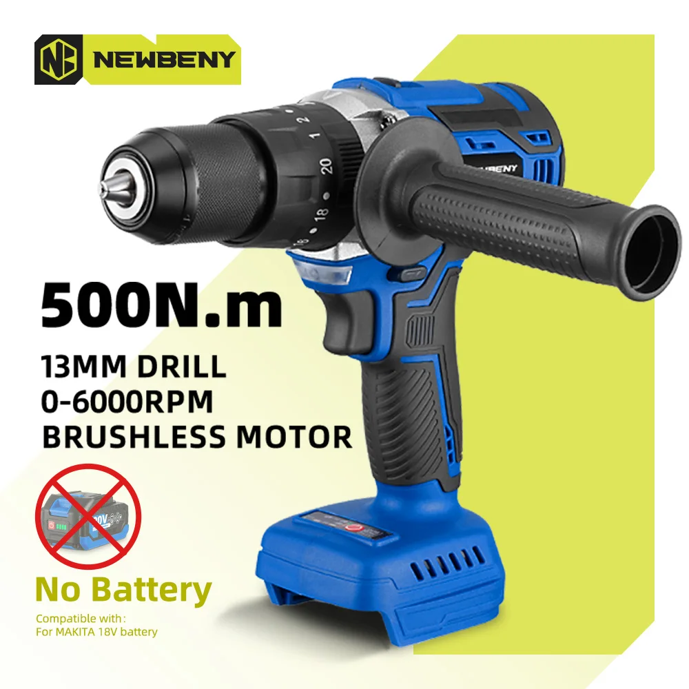 ​NEWBENY 13mm Brushless Electric Drill 20+3 Cordless Efficient Multifunctional Electric Screwdriver For Makita Battery Pin