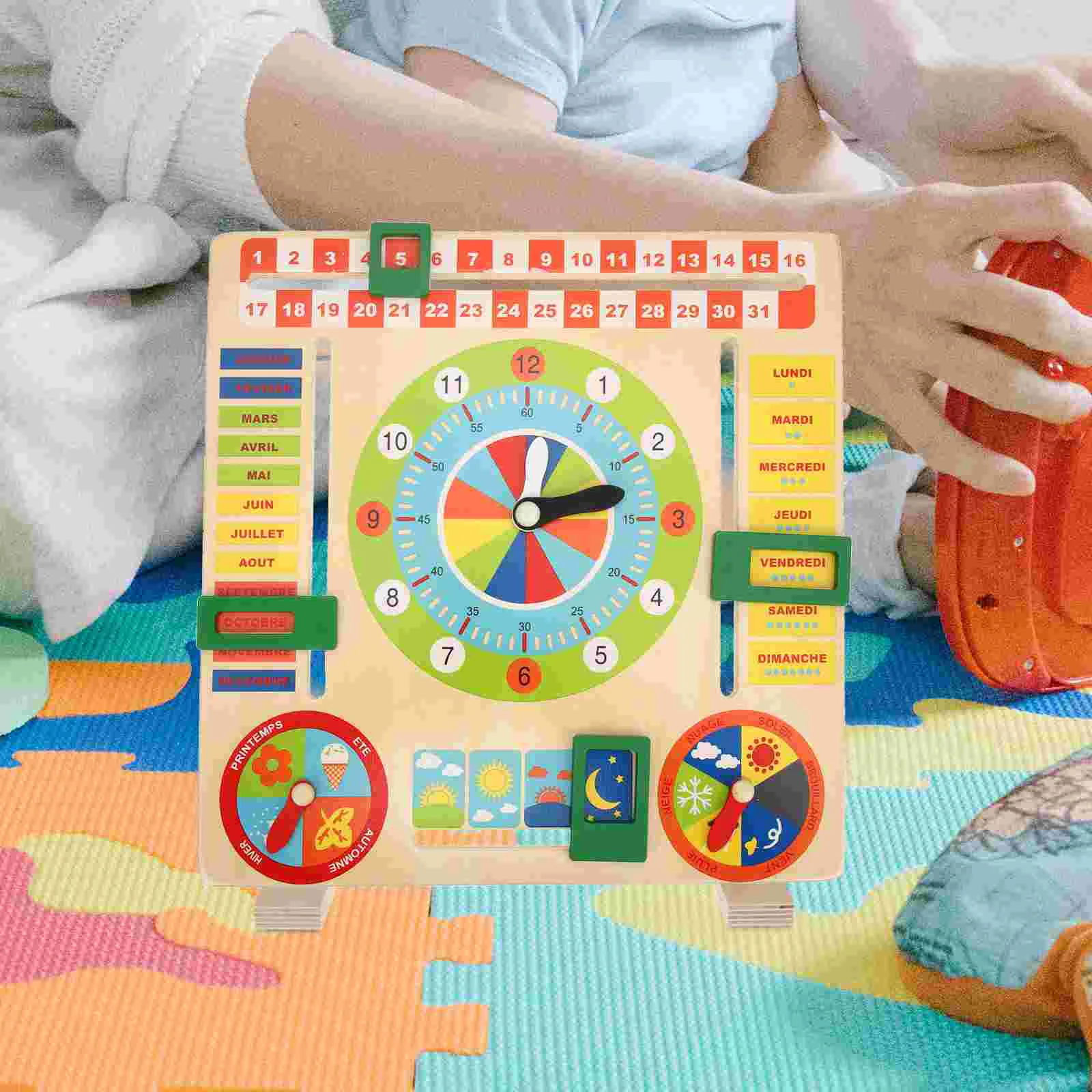 

Calendar Clock Toy Educational for Toddlers Wood Kids Wooden Multifunction Toys 4+ Year Old Lightweight