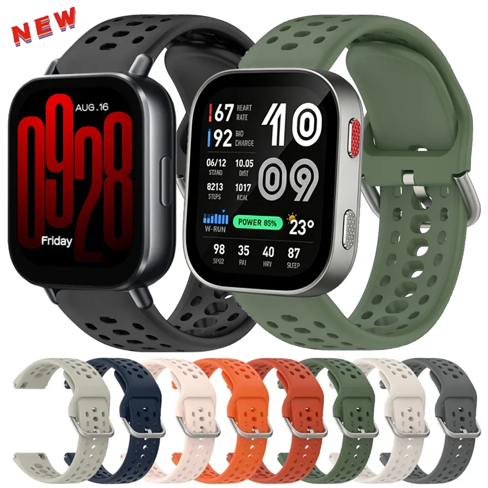 22mm Official Porous Silicone Strap For Redmi Watch 5 Lite/Active Breathable Adjustable For Amazfit Active Max/Bip Max/Balance 3