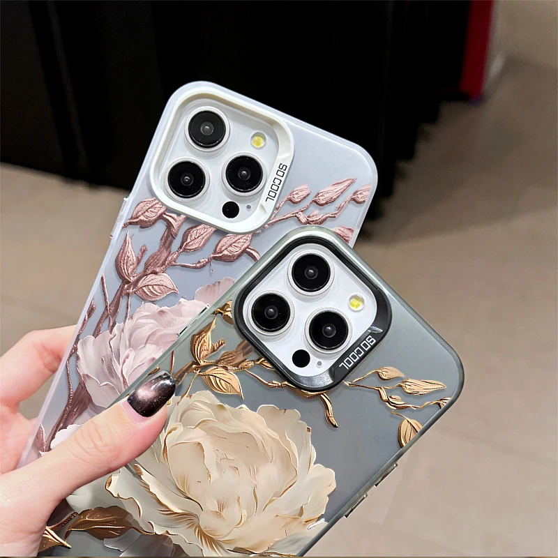Golden Lotus Flower Phone Case for Oppo Realme 13 12 11 10 9i 8 8i C65 C63 C55 C53 C35 C33 C20 C21Y C15 C21 Matte Back Cover