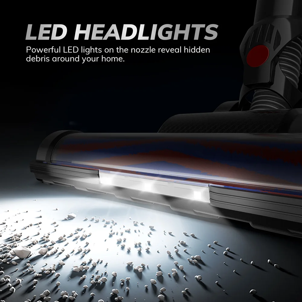 مكنسة كهربائية محمولة لاسلكية MIUI مع شاشة تعمل باللمس، بطارية قوية قابلة لإعادة الشحن قابلة للإزالة، ضوء LED، تروسين