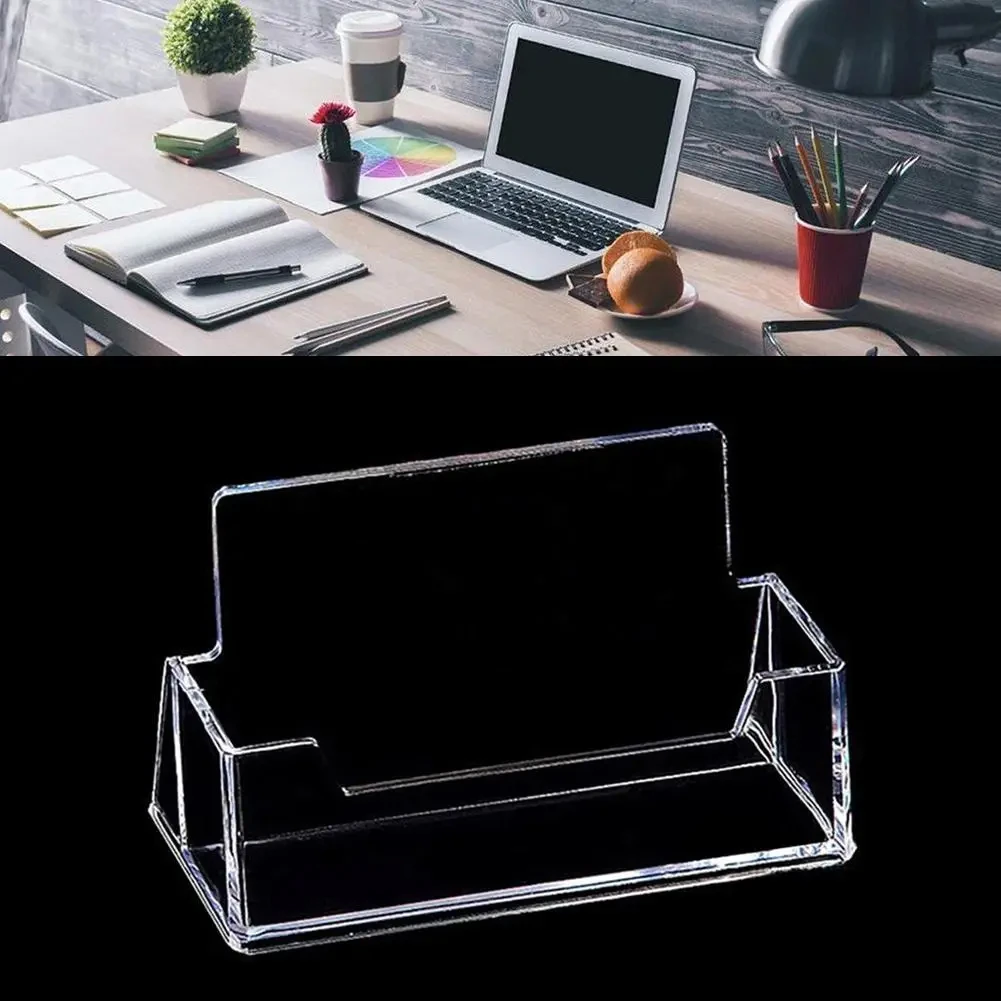 1pcs Clear Acrylic Business Card Holder Transparent Desktop Display Stand For Creative Office Card Storage Box Business Card