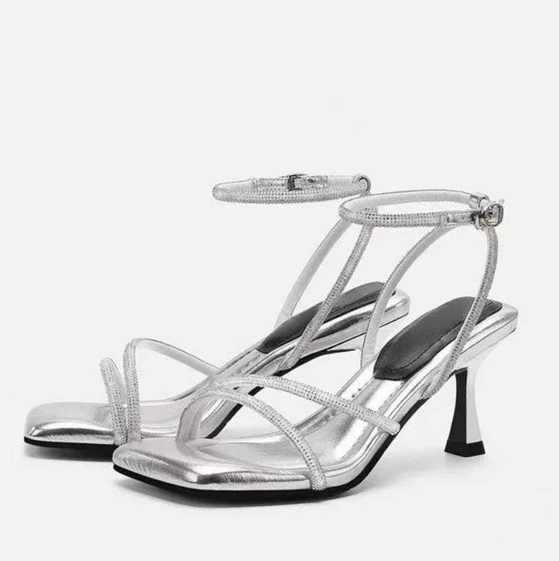 2026 Summer Design Women High Heel Sandal Fashion Narrow Band Dress Heel Shoes Ladies Outdoor Slingback Stiletto Banquet Pump