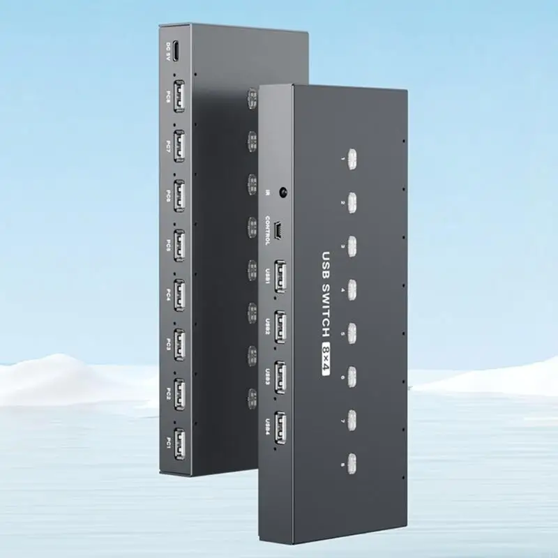 8 Port USB2.0 Manual Switcher Selectors KVM Switching Adapter 8 in 4 Out PC Sharing USB Devices for Printer Keyboards 